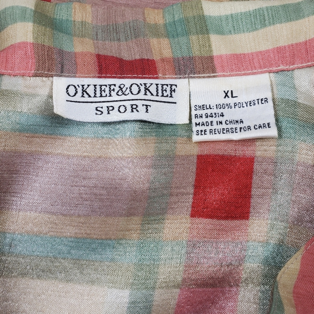 O'kief & O'kief Sport Plaid,Button down,Collared,Split sleeve Top - Picture 6 of 6